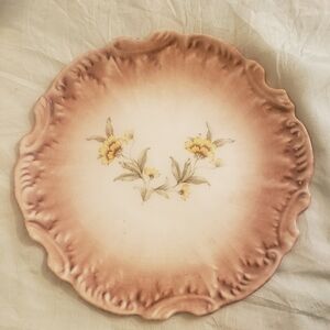 Lovely Belle Epoque Style Decorative Porcelain Plate Yellow Floral Art Nouveau